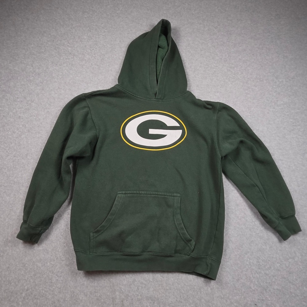 NFL Team Apparel Green Bay Packers Youth Medium 10/12 Hoodie Green Sweatshirt